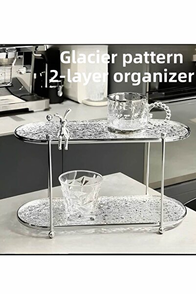 ARVALE نموذج ديكور منظم من الزجاج المكسور الشفاف مكون من طبقتين |   38x15x20 سم