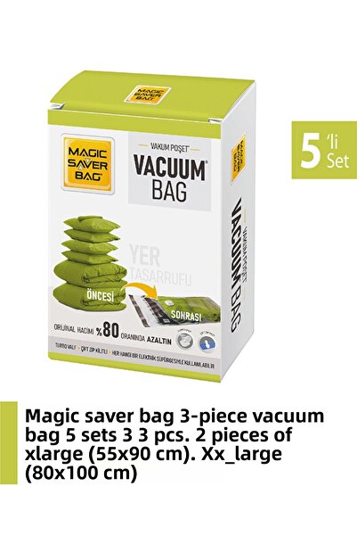Get Lock Set de pungi pentru vidare Magic Saver Bag, 5 bucăți (3 L, 2 XXL)