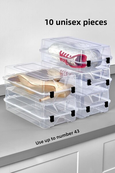 Le Touche 10Pieces Shoe Box Transparent Storage for Men and Women