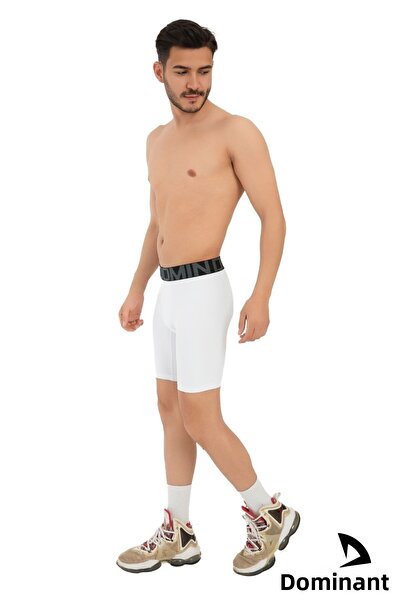 DOMİN SPOR Λευκό ανδρικό κολάν ποδοσφαίρου - κοντό πάνω από το γόνατο και κάτω από το σορτς Dmn32548