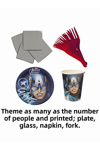 snowparty Captain America Captain America Table Skirted Set of 40 People Birthday Party Supplies Ornaments