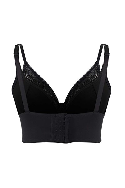 Trendyol Curve Μαύρο δαντελένιο σουτιέν χωρίς επένδυση με διπλό λουράκι με εσώρουχο και φαρδύ κλείσιμο με αγκράφα 6 τεμαχίων TBBAW26CW00001