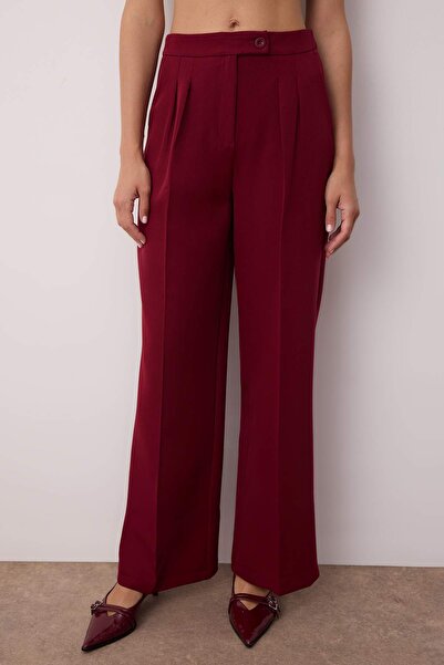 Trendyol Collection Burgundy Wide Leg/Wide Leg Woven Fabric Trousers Twoaw22Pl0066