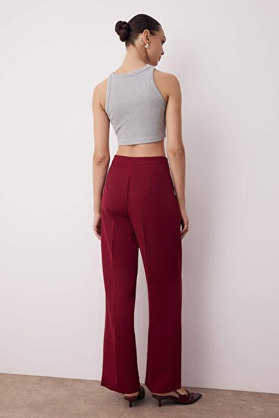 Trendyol Collection Burgundy Wide Leg/Wide Leg Woven Fabric Trousers Twoaw22Pl0066