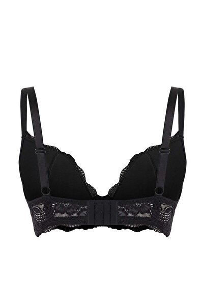 Trendyol Curve Black Underwire Fixed Cup Unpadded Slice Lace Detailed T-Shirt Bra Bra Tbbaw26Cw00002