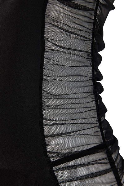 Trendyol Collection Babydoll/fantastică cămașă de noapte cu jartieră neagră din satin și tul cu spate transparent THMAW26LL00002