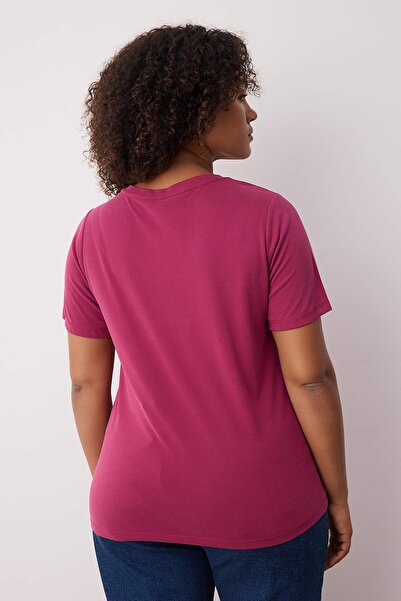 Trendyol Curve Μπλουζάκι με ντραπέ με λαιμόκοψη με λαιμόκοψη Dusty Rose TBBSS25BF00053