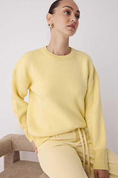 Trendyol Collection Lână galbenă premium/Fire speciale Basic pulover tricotat cu croi larg TWOAW26KZ00065