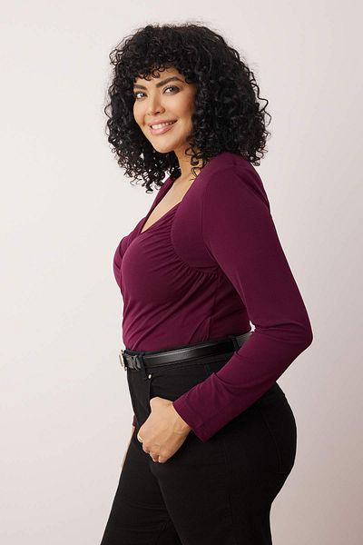 Trendyol Curve Bodycone cu guler dublu prune Body TBBAW25CS00008