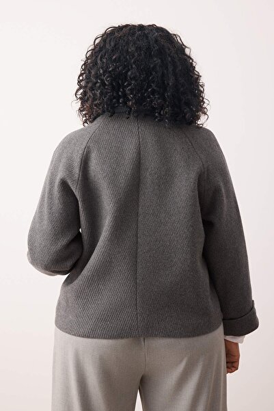 Trendyol Curve Γκρι κανονική εφαρμογή Κασίμια Λεπτό Μεγάλο Μέγεθος Παλτό TWOAW26AW00005