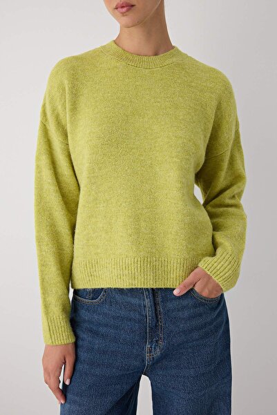 Trendyol Collection Wardrobe Essentials Green Alpaca Wool Blended Premium Yarn Wide Fit Knitwear Sweater | Twoaw26Kz000800