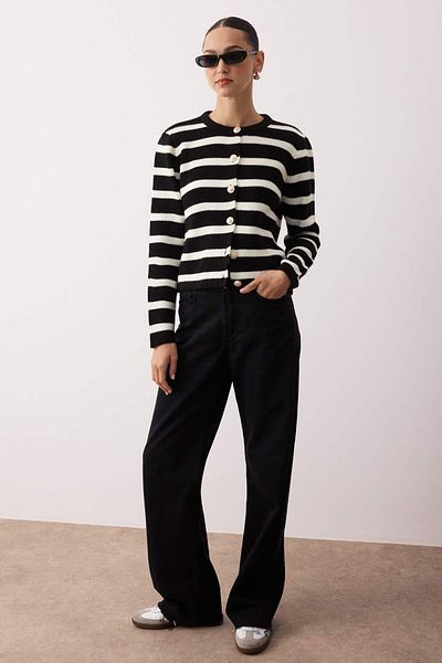 Trendyol Collection Black*001 Basic Jacket Look Knitwear Cardigan Twoaw24Hi00091