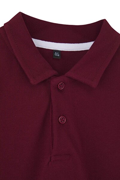 TRENDYOLKIDS Black-Burgundy 2-Pack 100% Cotton Regular Polo Neck Unisex Children's Knitted School T-Shirt Tkdaw25Ts00004
