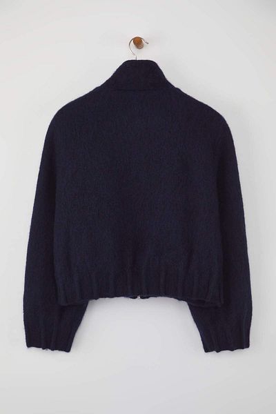 Trendyol Collection Jachetă subțire de bomber cu pene, albastru bleumarin, model obișnuit TWOAW26MO00101