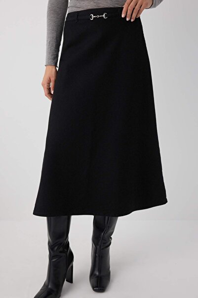 Trendyol Collection Wardrobe Essentials – Black Belted Maxi Denim Skirt |   Twoaw26Et000241