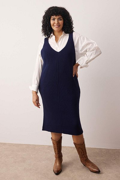 Trendyol Curve Rochie midi din tricot bleumarin TBBAW25AH00008