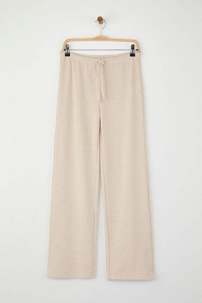 Trendyol Collection Pantaloni tricotati elastici cu picioare late/large cu detaliu de cravata TWOAW26PL00025