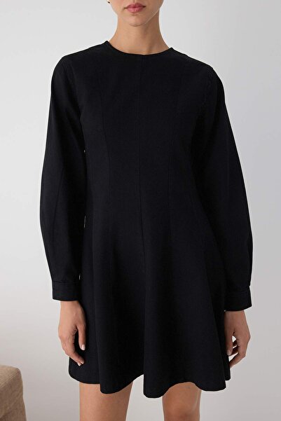 Trendyol Collection Wardrobe Essentials – Black Flounce Mini Denim Dress | Two Aw26El00045