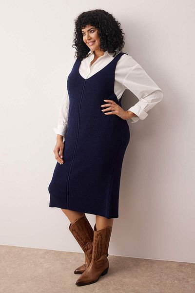 Trendyol Curve Rochie midi din tricot bleumarin TBBAW25AH00008