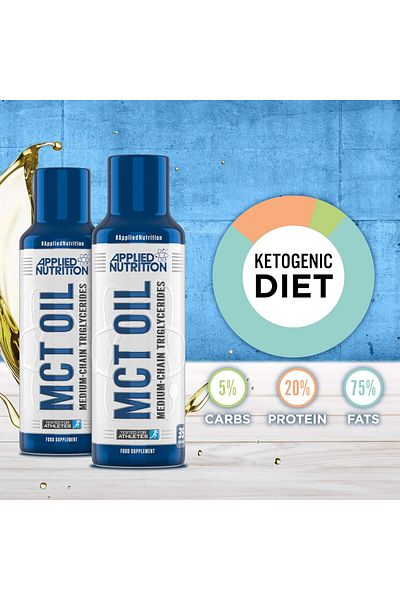 applied nutrition زيت MCT، 490 مل، مناسب للأنظمة الغذائية باليو، الكيتو، ومنخفضة الكربوهيدرات، مصدر طاقة خالٍ من الكربوهيدرات، (35 حصة)