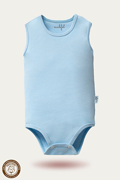 MAHFEL 100% Organic Cotton Sleeveless Baby Bodysuit with Snap Fasteners 3 Pack
