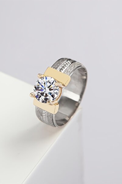 Silverplus 925 Ayar Gümüş Puantiyeli Zirkon Taşlı Alyans Yüzük