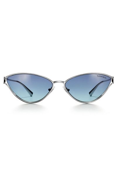 Tiffany Co. Women's Sunglasses 3095 6194/Ak 61-16, Silver Color Cat Eye Frame
