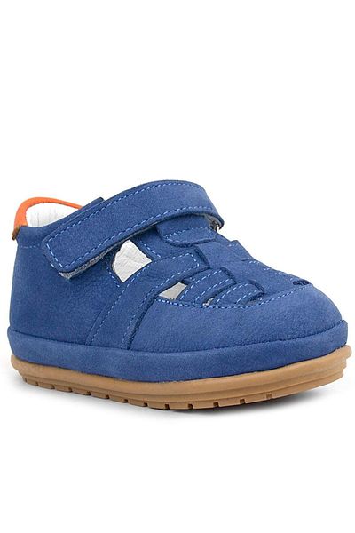 Rakerplus Muppet Genuine Leather Navy Blue Velcro Anatomical Baby Sandals Shoes