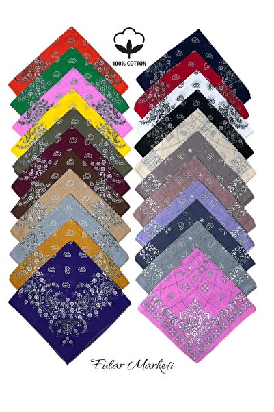 Fular Marketi 100% Cotton Set of 22 Crush Patterned Bandanas