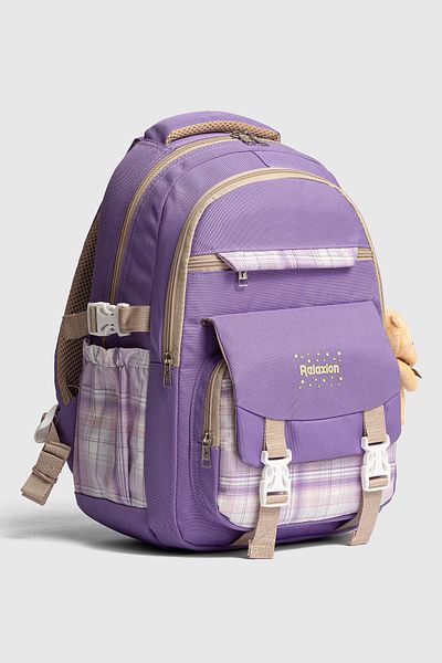 Relaxion Rlx-1396 Set de 3 geanți pentru școală primară pentru copii, cu suport pentru creion și cutie de prânz, rucsac PURPLE