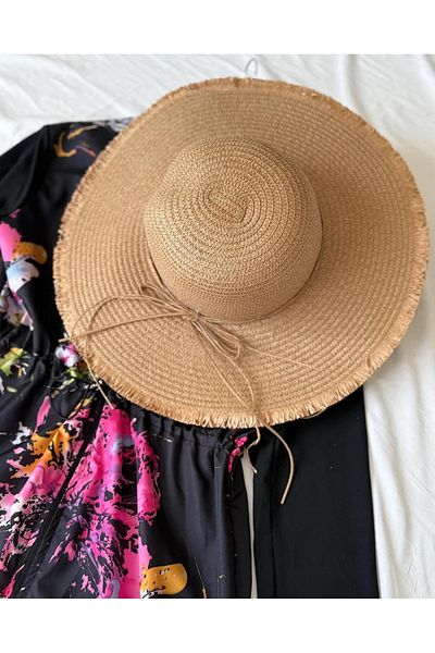 VB Steel Γυναικείο καπέλο μπεζ με λεπτομέρειες Straw Sea Beach Outing