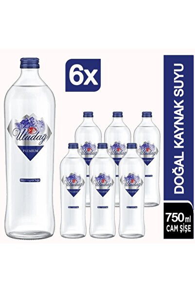 Uludağ Premium Su Cam Şişe 750 Ml X 6 Adet
