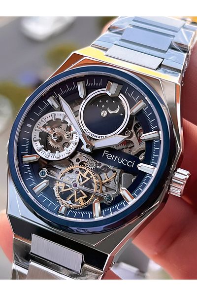Ferrucci Men's Wrist Watch with Automatic&Wind 3 Atm Water Resistant Steel Cord Bfc.03571.04