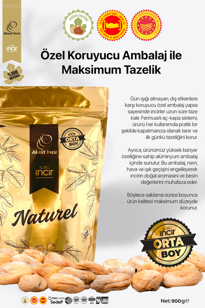 mehmet aksüt aksüt group Orta Boy 900g Gold Doypack Kuru İncir – Aydın İnciri (AB Coğrafi İşaretli)