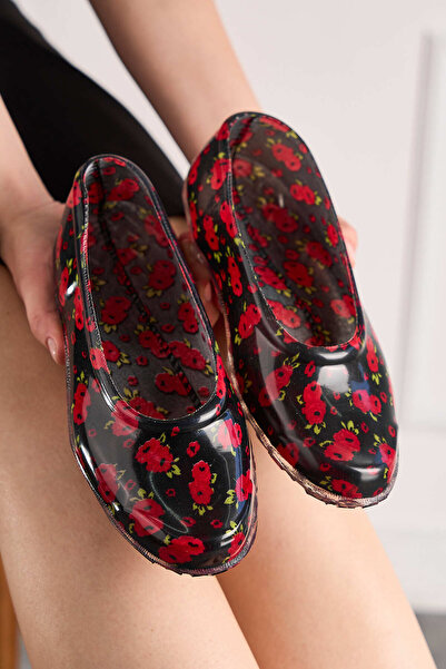 Nstil Günlük Kadın Babet Çiçekli Astar Kaymaz Taban Esnek Lastik Plaj Bahçe Tarla Iş Deniz Çarık Ayakkabı