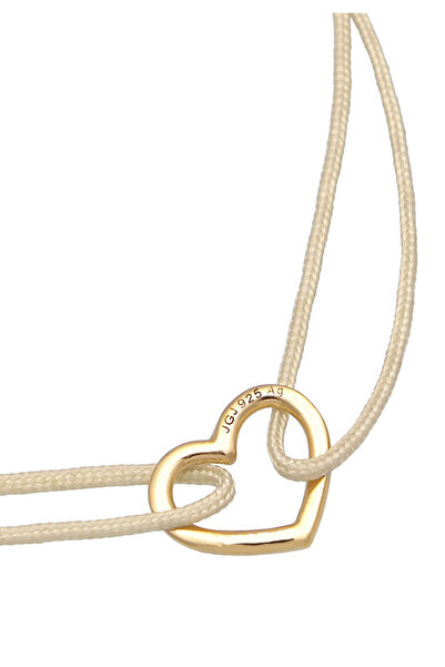 ELLI Bracelet Ladies Heart Love with textile band in 925 Sterling Silver Gold Plated