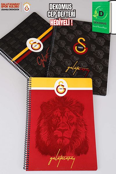 Galatasaray "Dekomus Pocket Notebook Gifted" Licensed "Single" Spiral Checkered A4 Cardboard Cover 72 Sheets
