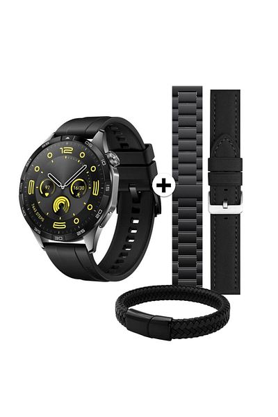 KALOBEE SK 50 Pro Smart Watch AMOLED Screen with 3 Bands, Extra Strap, and Wireless Charging, Black
