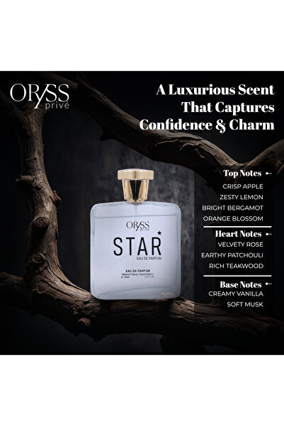 ORYSS عطر ستار أو دو برفيوم للرجال | نفحات التفاح، البرغموت، الورد، الباتشولي، الفانيليا والمسك | 100 مل