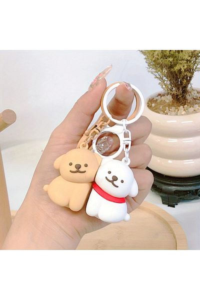 Siriderya Set de brelocuri cu câini drăguți dublu – design drăguț cu magnet, geantă și accesoriu pentru mașină