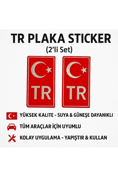 Teknotik Tr Plaka Stıcker 2'li - Türkiye Plaka Stıcker - Türkiye Plakalık Stickeri