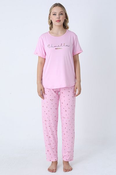 TURAY Happiness Bamboo Kısakol Women's Pink Pajama Set