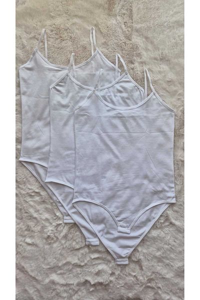 HS İÇ GİYİM Women's 3-Piece Thin Strap Hook Snap Bodysuit Bodysuit & Flexible and Soft