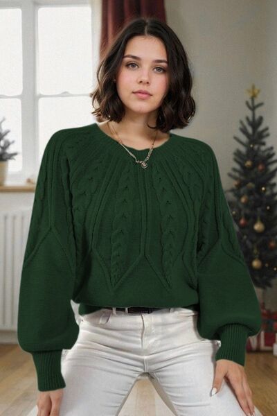 hanope Велосипедний комір з візерунком плетіння волосся, темно-зелений трикотажний светр