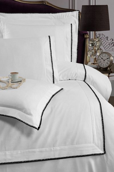 Silkarea Timeless 100% Cotton Satin Duvet Cover Set – Fitted Sheet, Double, White