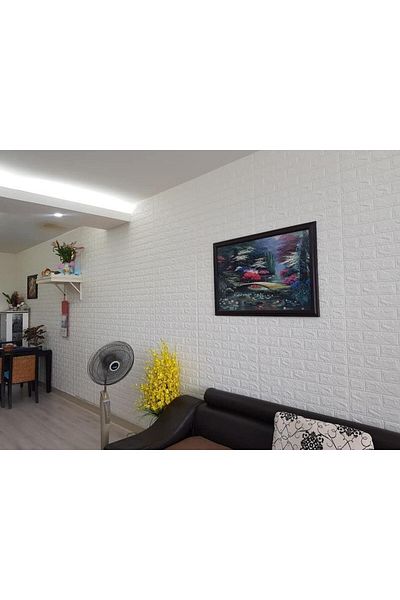 Renkli Duvarlar Τρισδιάστατο πάνελ από λευκό τούβλο 77x70 cm Αυτοκόλλητο πάνελ τοίχου