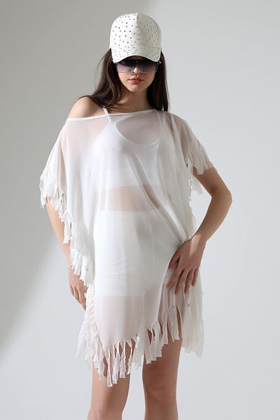 Esberin Tasseled Tulle Pareo