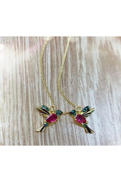 reyselstyle Crystal Stone Chain Gold Dangle Bird Earrings