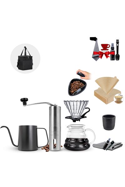 MIBRU V60 Coffee Set Of 12 Piece Pour Over Coffee Maker Complete Drip Coffee Set With Tool Case&thermo