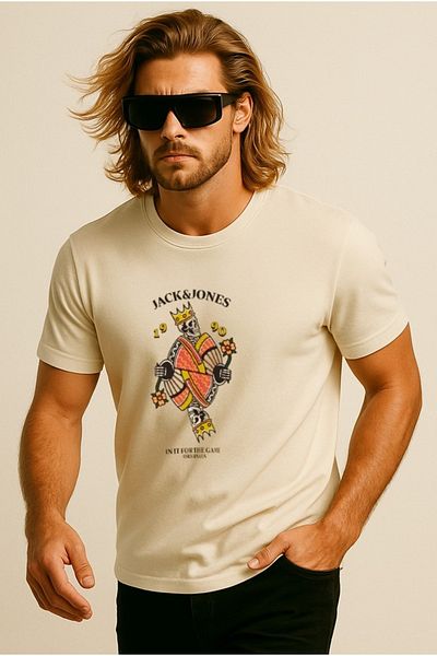 Jack & Jones Λευκό ανδρικό μπλουζάκι 12272966 Antique White